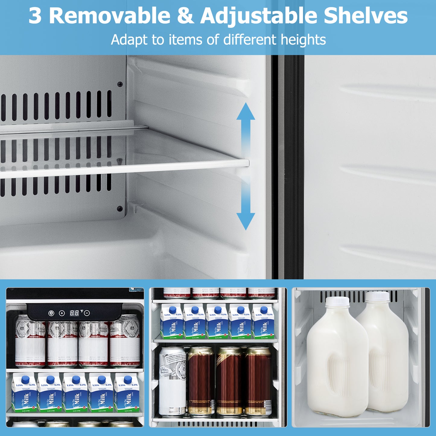 Compact Refrigerator, Adjustable Thermostat, Stainless Steel Door, Silver Refrigerators at Gallery Canada