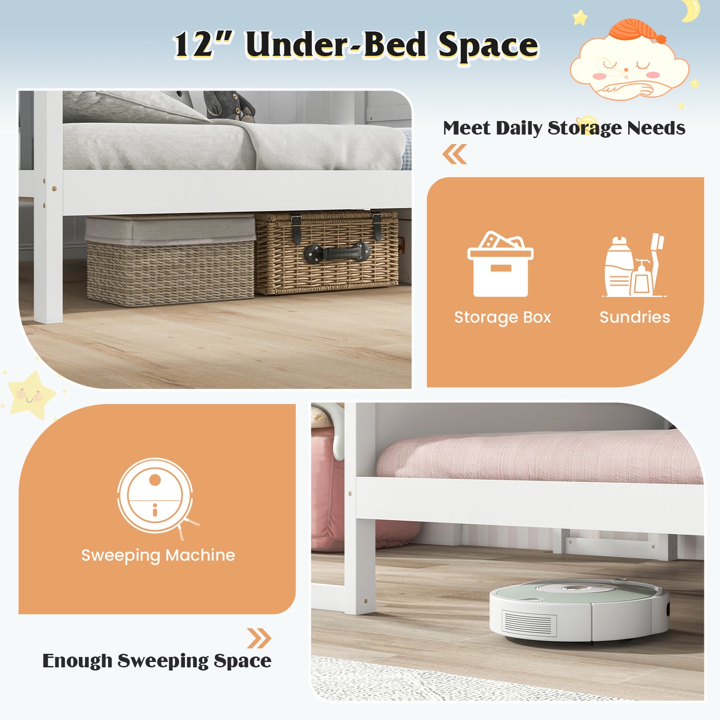 Twin Bed Frame With Canopy And Fence, Twin Size, White Toddler Beds at Gallery Canada