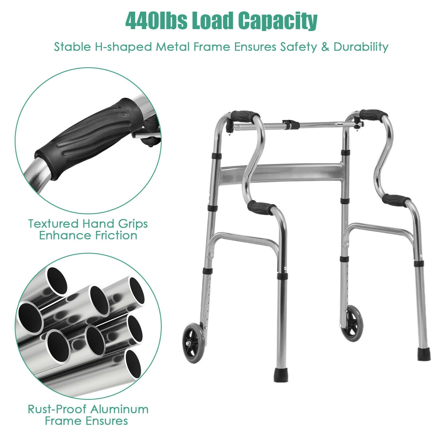 Heavy-Duty Aluminum Folding Walker, Gray Walkers & Rollators at Gallery Canada