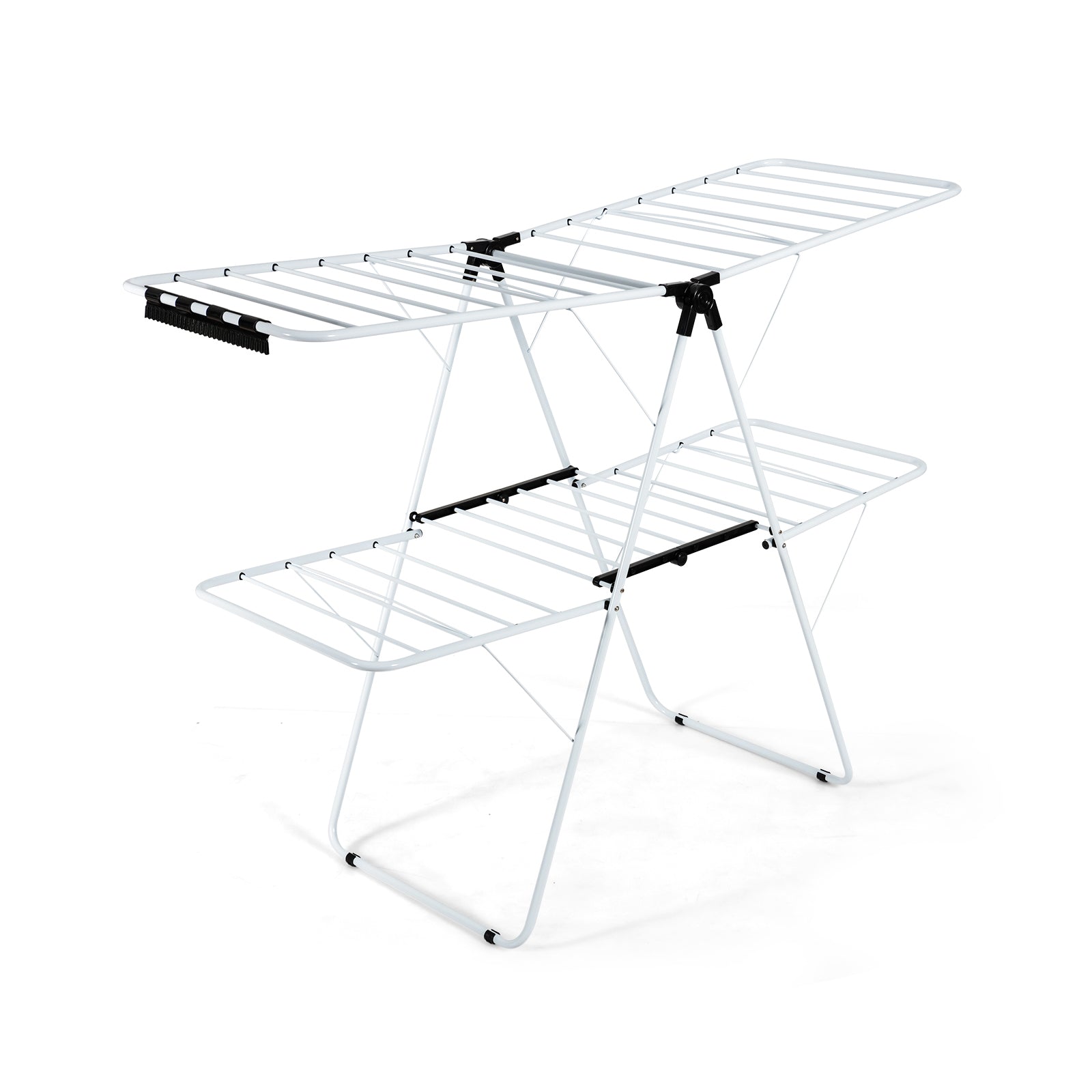 2-Tier Foldable Clothes Drying Rack with Adjustable Gullwing, White Drying Racks at Gallery Canada