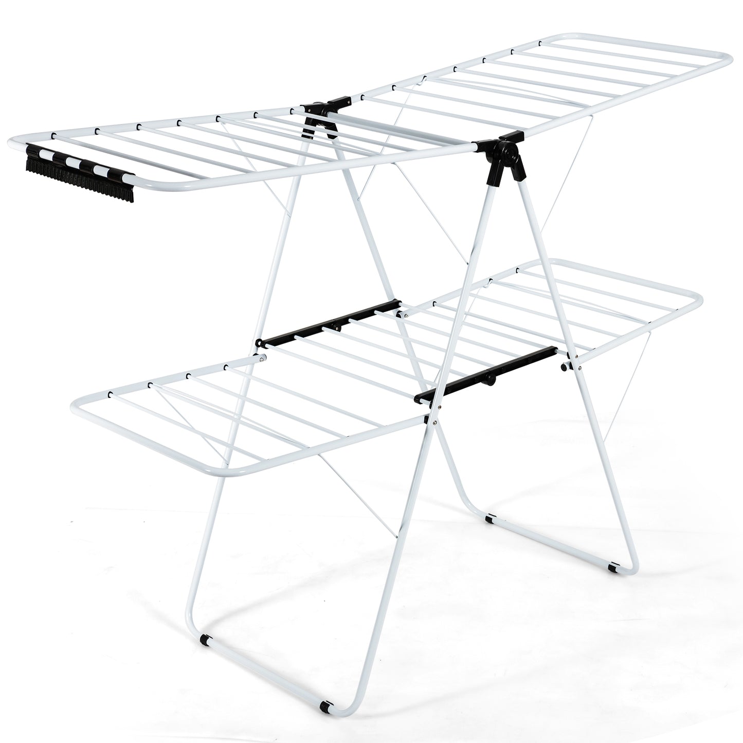 2-Tier Foldable Clothes Drying Rack with Adjustable Gullwing, White Drying Racks at Gallery Canada