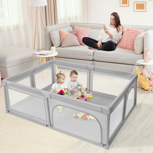 Extra Large Safety Baby Fence, 50 Ocean Balls, Gray Baby Playpen & Playards Gray at Gallery Canada
