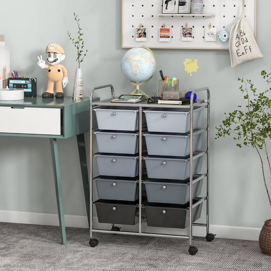 10-Drawer Rolling Storage Cart, Gray File Cabinets Gray at Gallery Canada