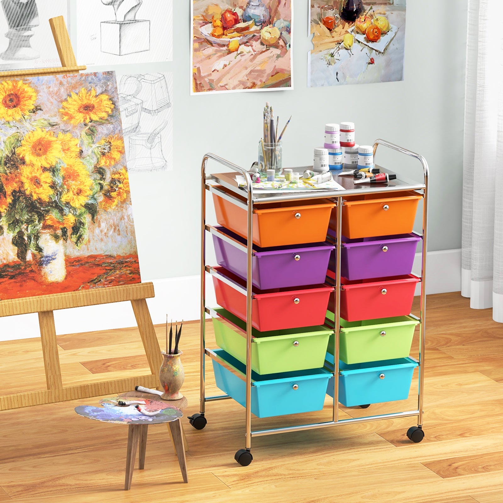 10-Drawer Rolling Storage Cart, Deep Multicolor File Cabinets at Gallery Canada