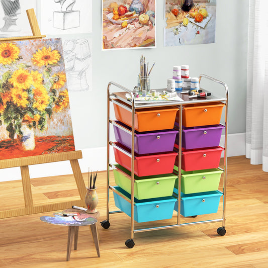 10-Drawer Rolling Storage Cart, Deep, Multicolor File Cabinets Deep Multicolor at Gallery Canada
