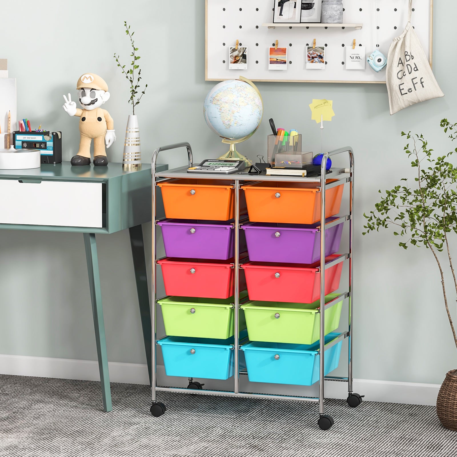 10-Drawer Rolling Storage Cart, Deep Multicolor File Cabinets at Gallery Canada