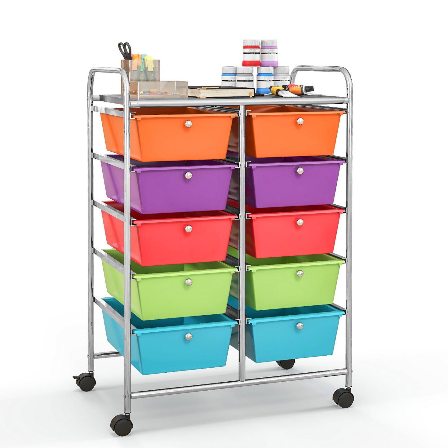 10-Drawer Rolling Storage Cart, Deep Multicolor File Cabinets at Gallery Canada