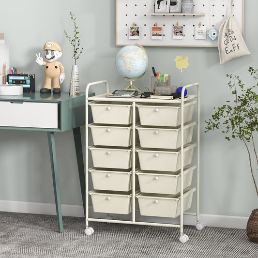 10-Drawer Rolling Storage Cart, White File Cabinets White at Gallery Canada