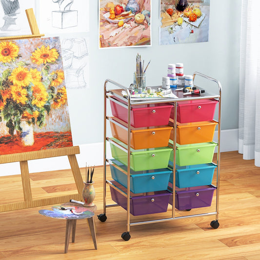 10-Drawer Rolling Storage Cart, Transparent Multicolor File Cabinets Transparent Multicolor at Gallery Canada