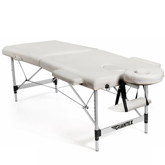 84 Inch L Portable Adjustable Massage Bed with Carry Case for Facial Salon Spa, White