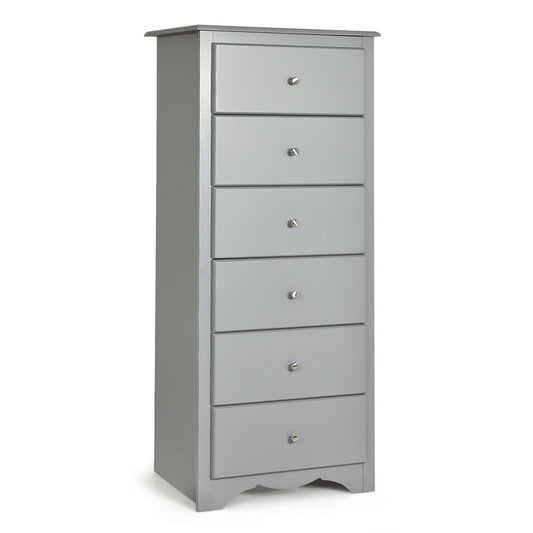 6 Drawers Chest Dresser Clothes Storage Bedroom Furniture Cabinet, Gray