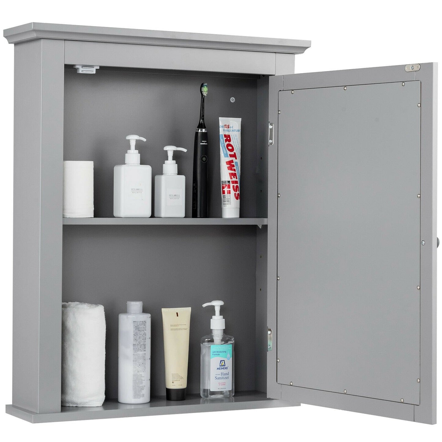 Bathroom Mirror Cabinet Wall Mounted Adjustable Shelf Medicine Storage, Gray at Gallery Canada