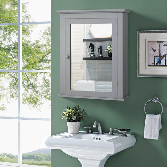 Wall Mounted Medicine Cabinet, Adjustable Shelf, Gray Wall Cabinets Gray at Gallery Canada