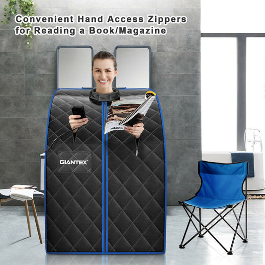 Portable Far Infrared Sauna With Heating Foot Pad, Chair, Black Spa & Salon Black at Gallery Canada