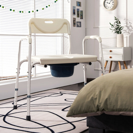 3-In-1 Bedside Commode, Portable Toilet, Adjustable Height, White Bath Safety White at Gallery Canada