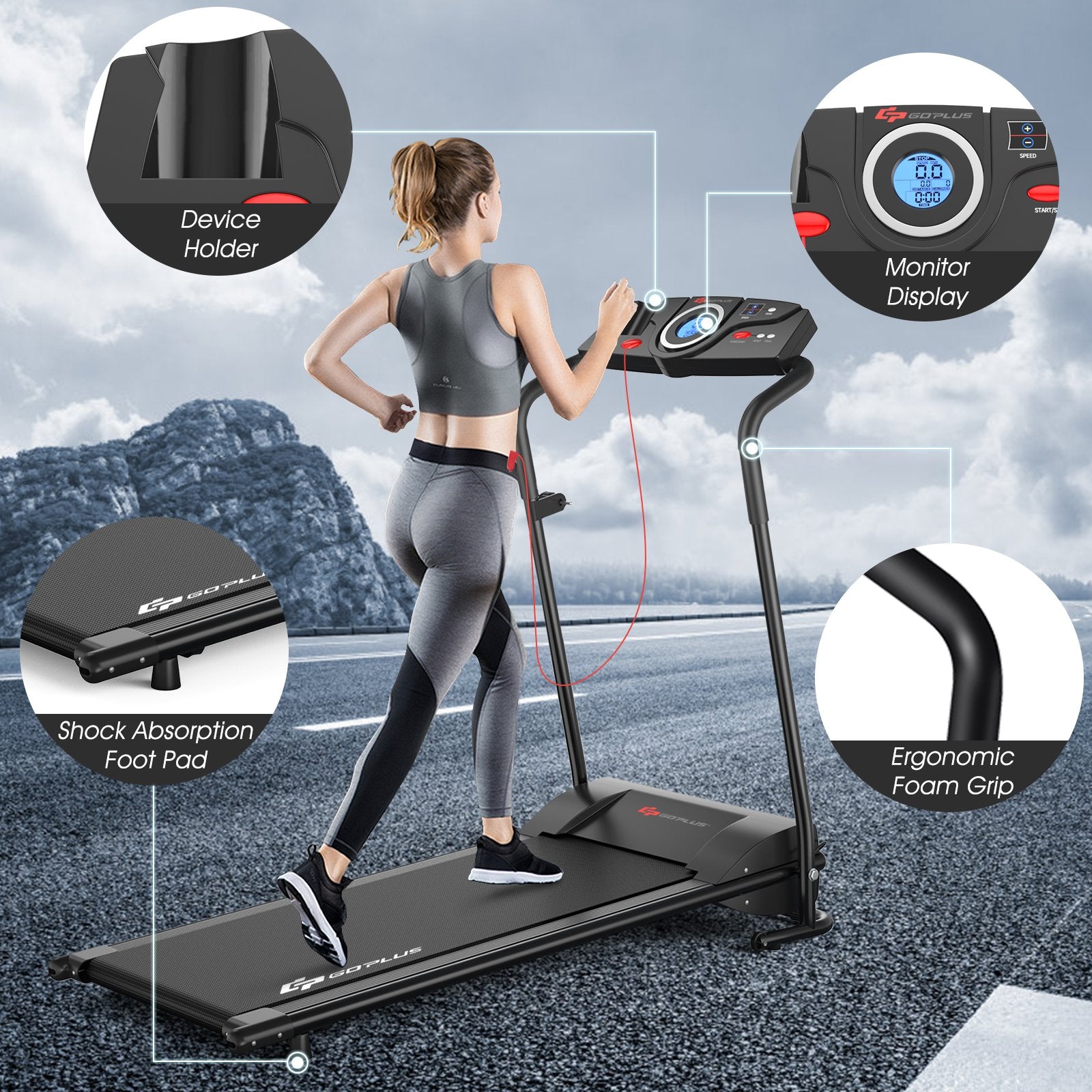 1 HP Electric Mobile Power Foldable Treadmill with Operation Display at Gallery Canada
