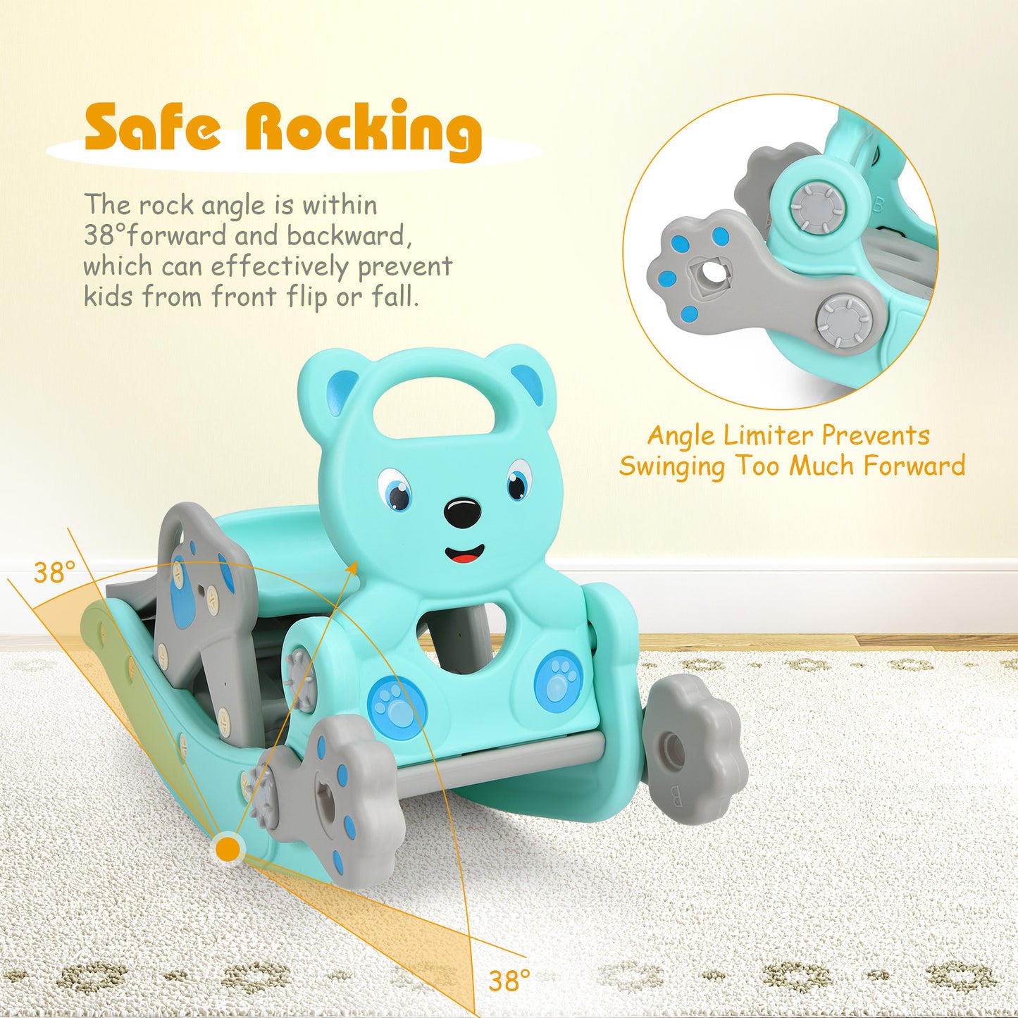4-in-1 Toddler Slide, Rocking Horse Playset, Basketball Hoop, Blue Climbers & Slides at Gallery Canada