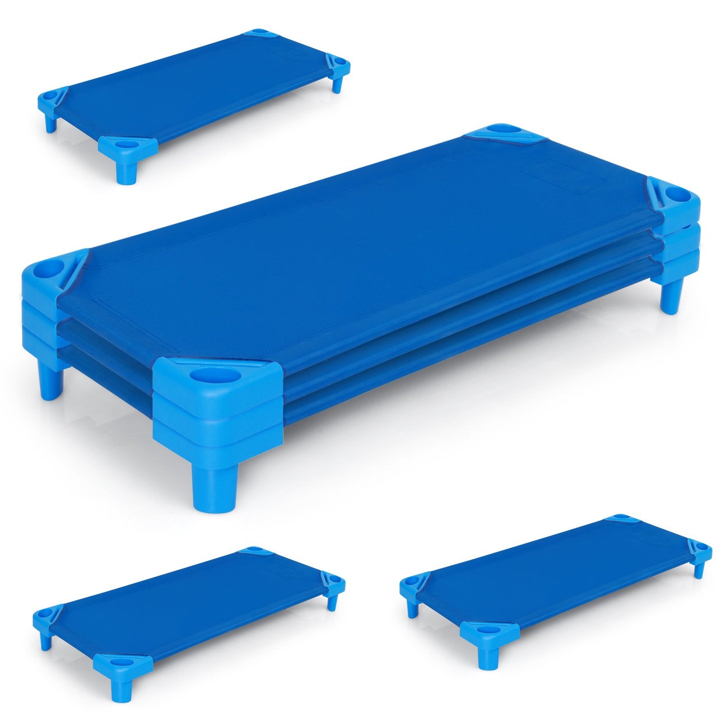 52 Inch x 23 Inch Pack of 6 Kids Stackable Daycare Rest Mat, Blue