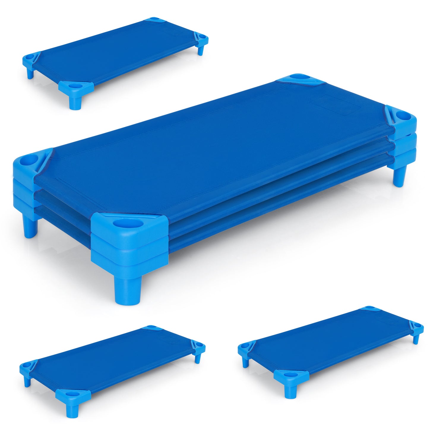 Kids Stackable Daycare Rest Mat, 52 Inch x 23 Inch, Pack of 6, Blue Toddler Beds at Gallery Canada