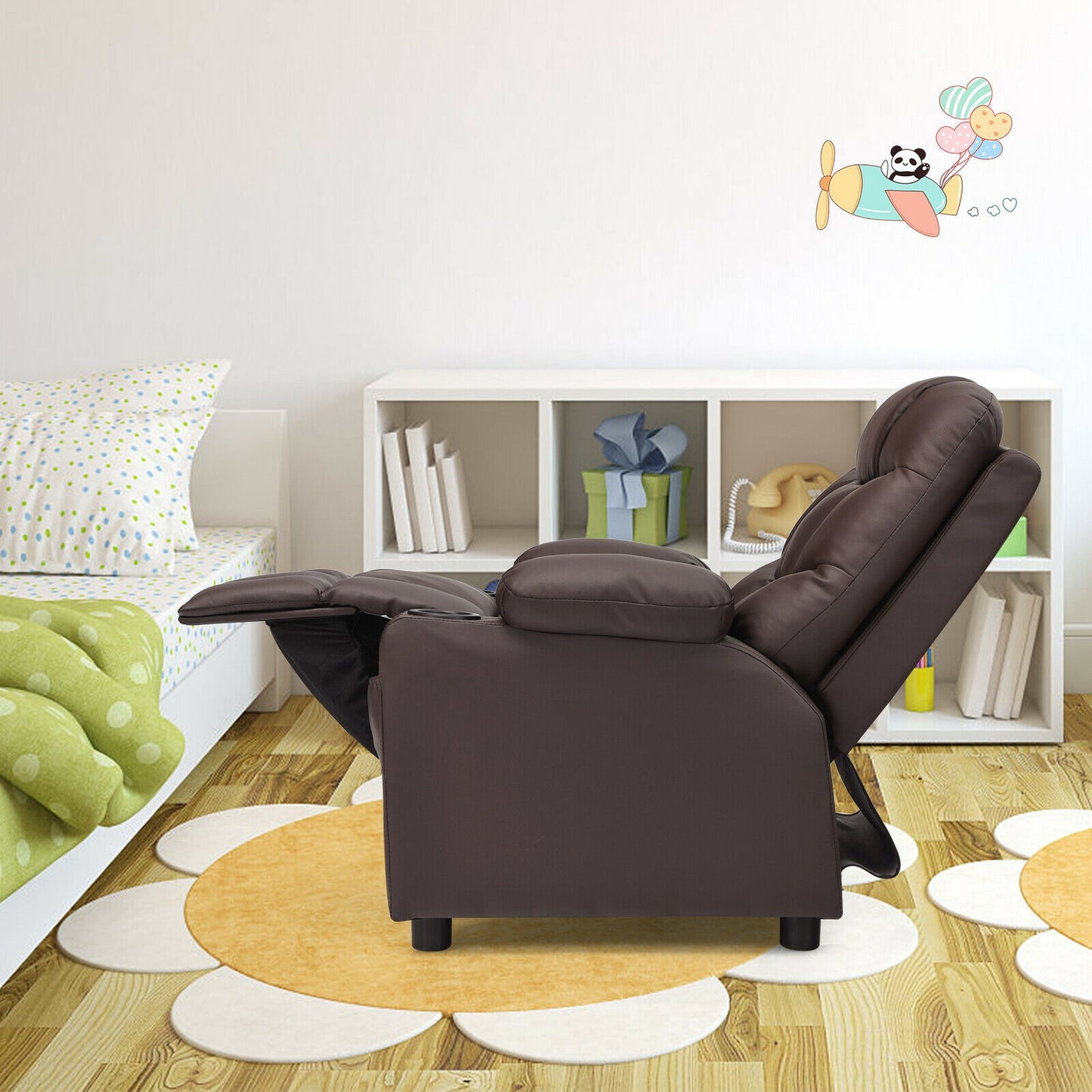 Kids Recliner Chair With Cup Holder, Footrest, Brown Kids Chairs & Seating at Gallery Canada