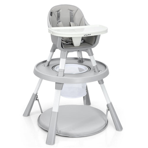 6-in-1 Baby High Chair Infant Activity Center with Height Adjustment, Gray