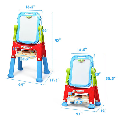 Height Adjustable Kids Art Easel Magnetic Double Sided Board, Blue