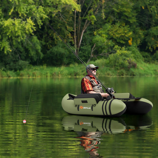 Inflatable Fishing Float Tube, With Storage Pockets And Fish Ruler, Green Surfing Green at Gallery Canada
