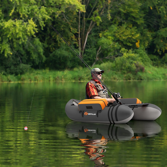 Inflatable Fishing Float Tube, With Fish Ruler And Pump Storage Pockets, Gray Surfing Gray at Gallery Canada