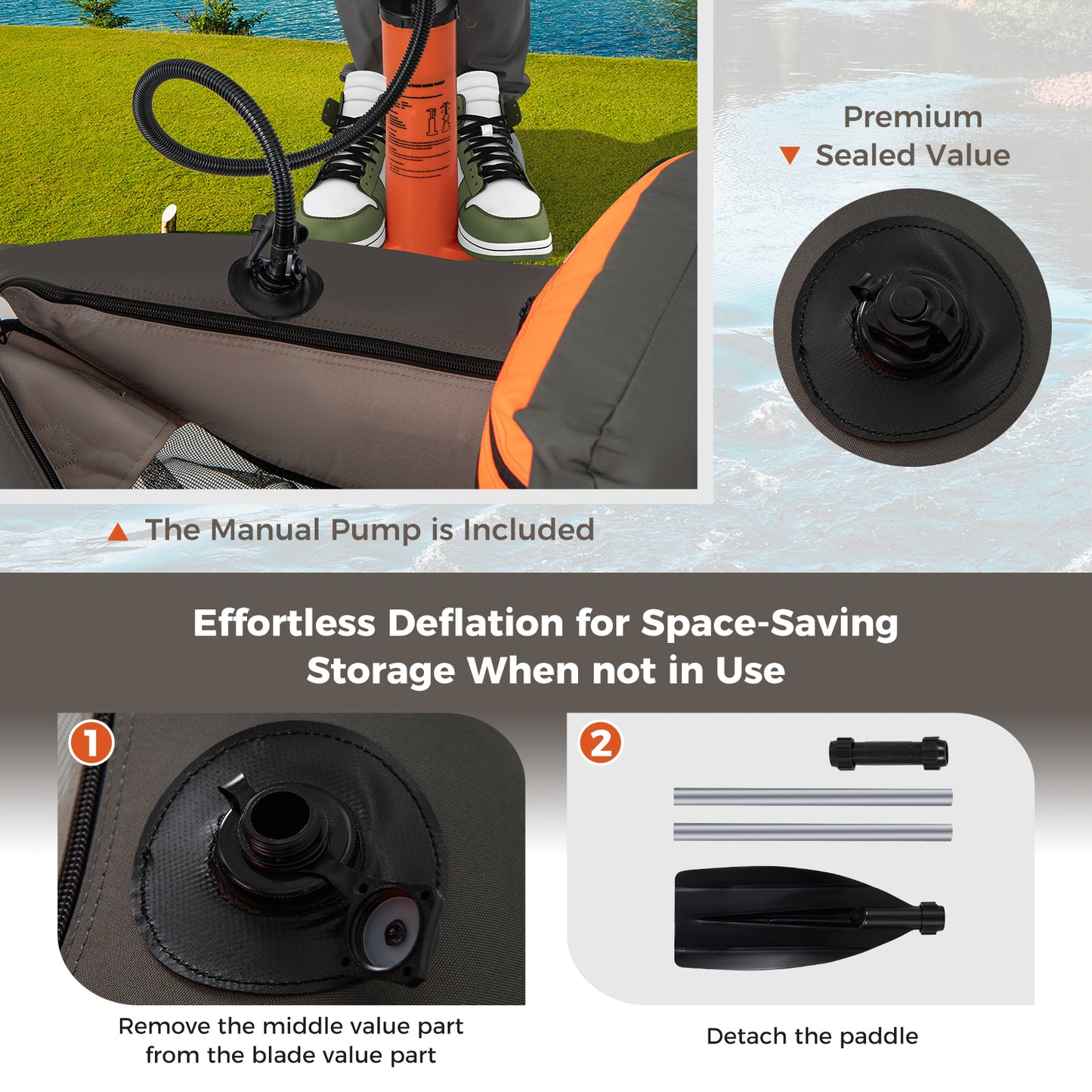 Inflatable Fishing Float Tube, With Fish Ruler And Pump Storage Pockets, Gray Surfing at Gallery Canada