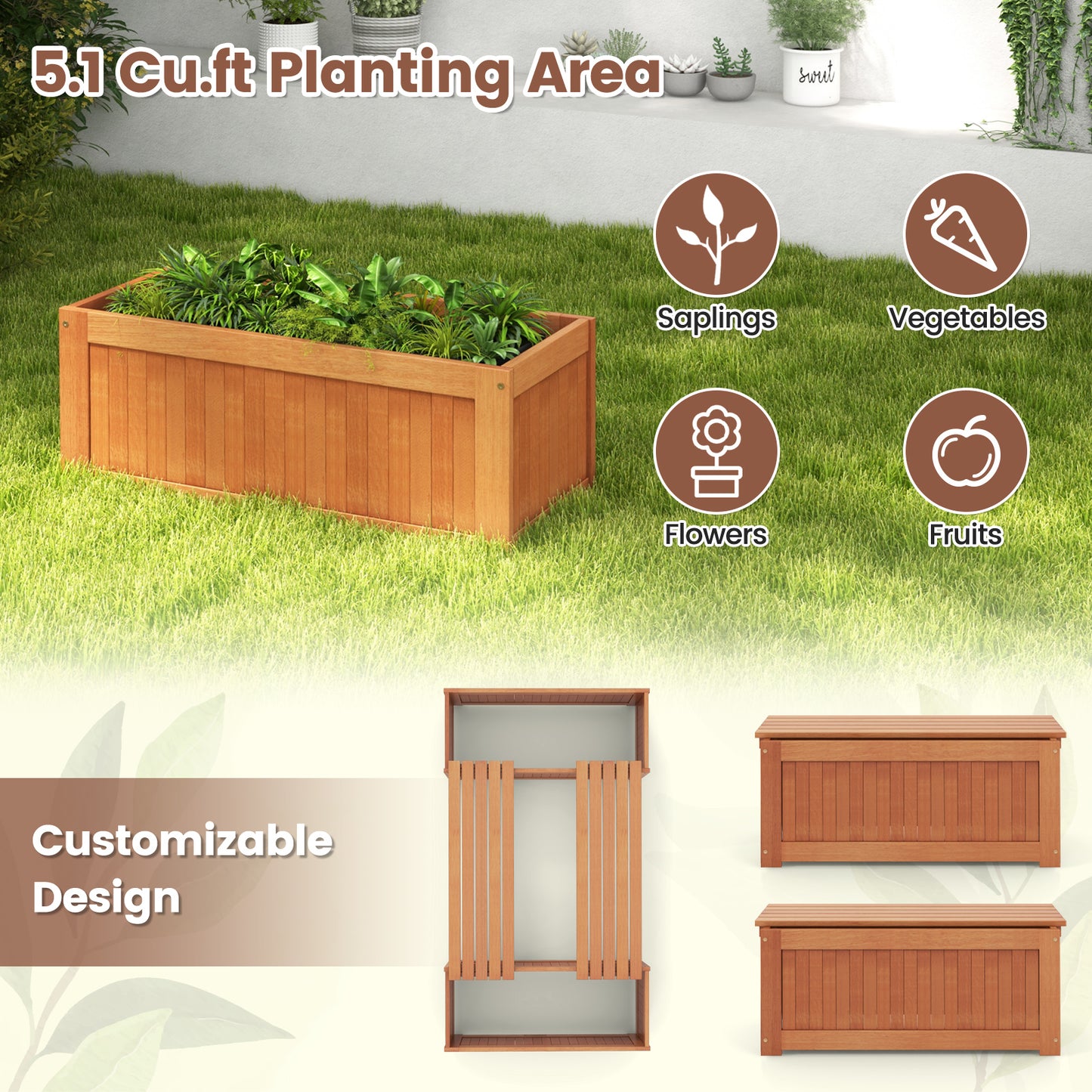 Outdoor Plant Container with Seat for Garden Yard Balcony Deck, Natural Potting Benches & Tables at Gallery Canada