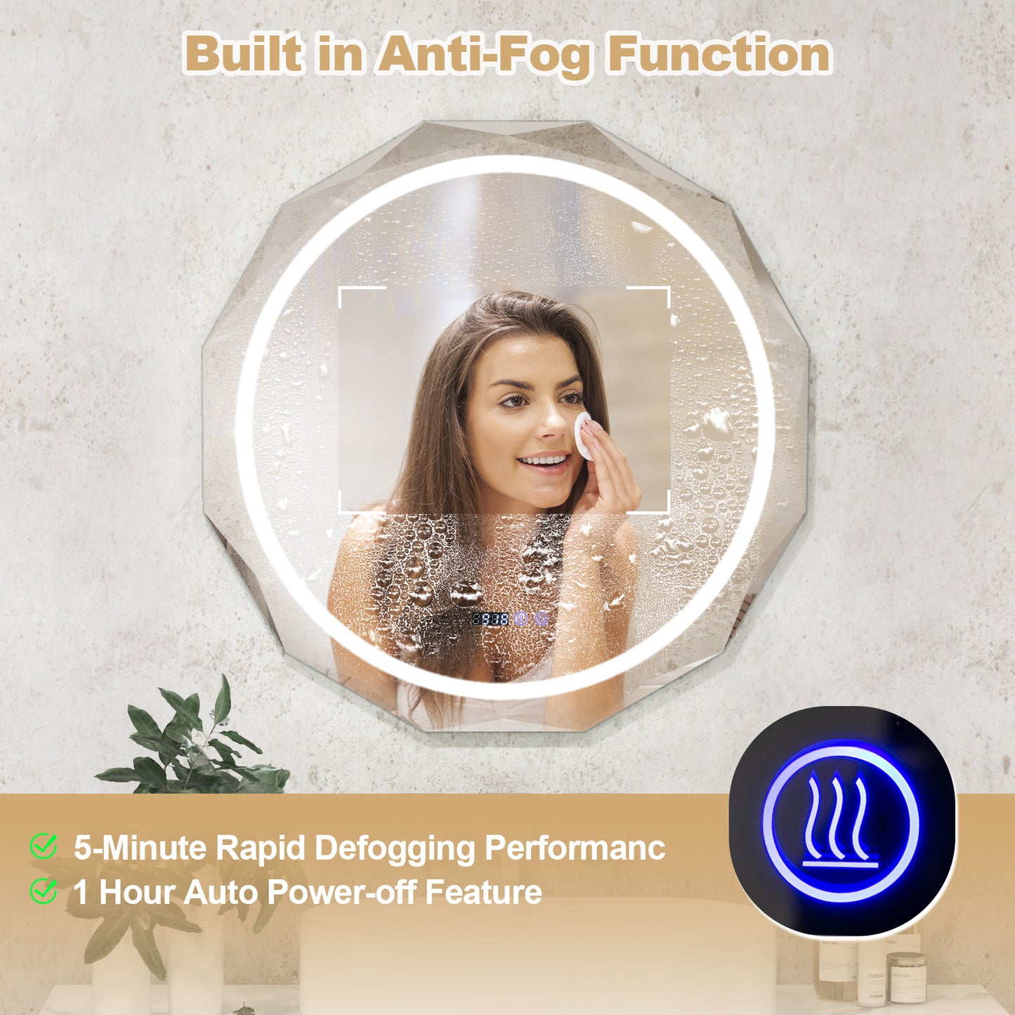 Defogging LED Bathroom Mirror, Stepless 3 Colors Temperature, White Wall Mirrors at Gallery Canada