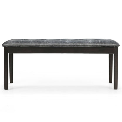Upholstered Dining Room PU Bench Solid Wood Button Tufted, Gray at Gallery Canada