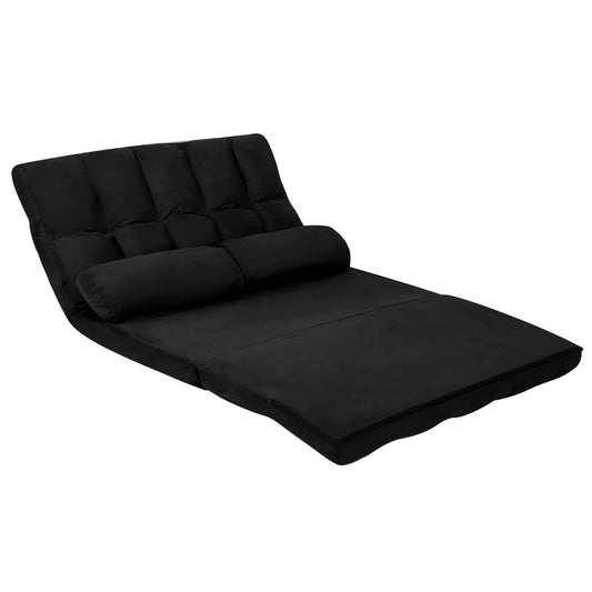 Foldable Floor 6-Position Adjustable Lounge Couch, Black