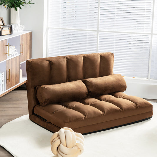 Foldable Floor 6-Position Adjustable Lounge Couch, Brown Floor Chairs Brown at Gallery Canada
