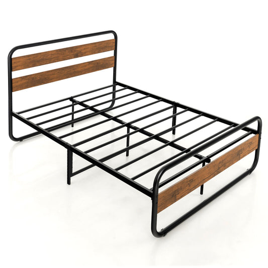 Arc Platform Bed with Headboard and Footboard-Full Size, Black