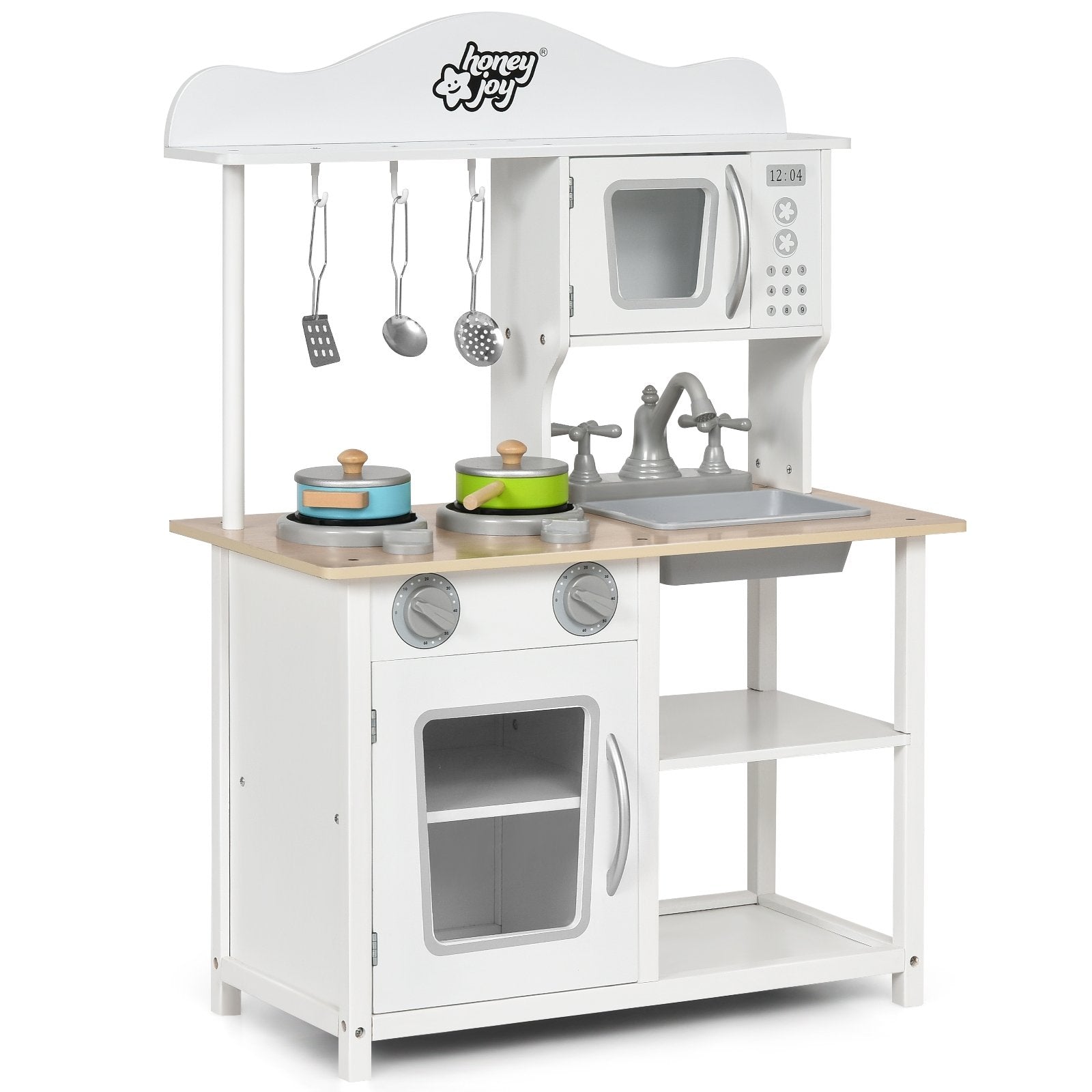 Wooden Pretend Play Kitchen Set for Kids with Accessories and Sink, White at Gallery Canada