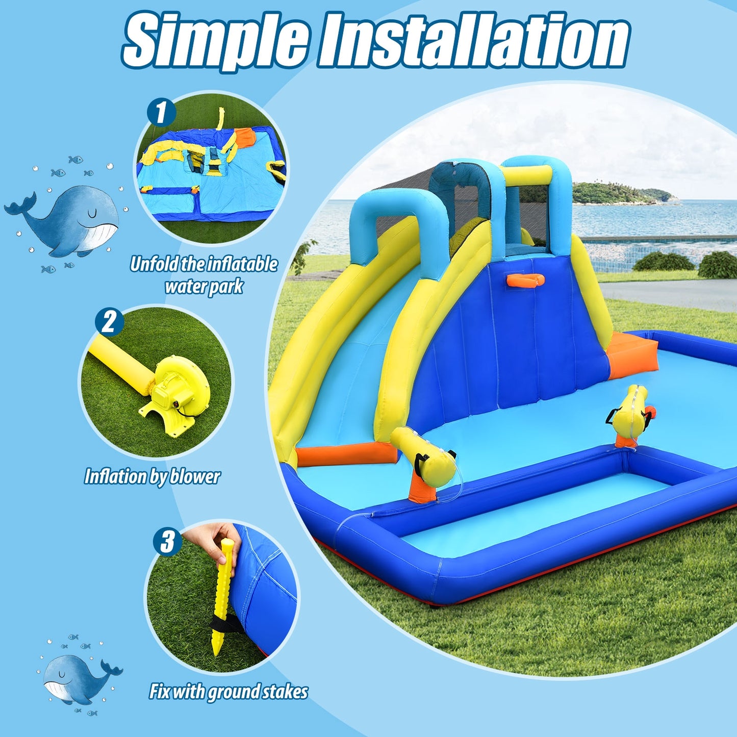 6-In-1 Inflatable Water Slide Jumping House Without Blower Bounce House at Gallery Canada