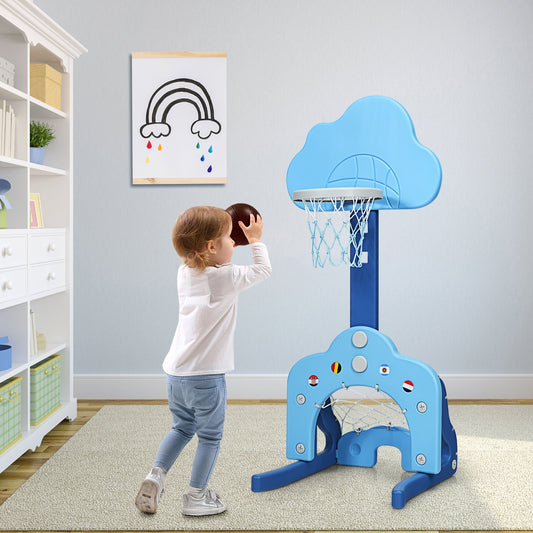 3-in-1 Kids Basketball Hoop Set with Balls, Blue Toy Sports Blue at Gallery Canada