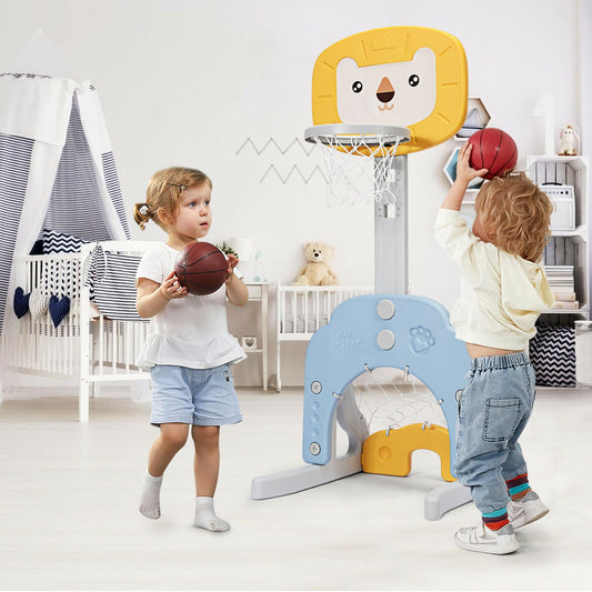 3-in-1 Adjustable Kids Basketball Hoop Sports Set, Yellow Toy Sports Yellow at Gallery Canada