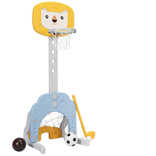3-in-1 Adjustable Kids Basketball Hoop Sports Set, Yellow