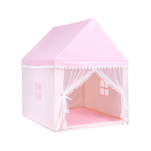 Kids Play Tent Large Playhouse Children Play Castle Fairy Tent Gift with Mat, Pink