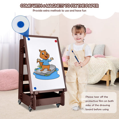 Multifunctional Kids' Standing Art Easel with Dry-Erase Board, Brown at Gallery Canada
