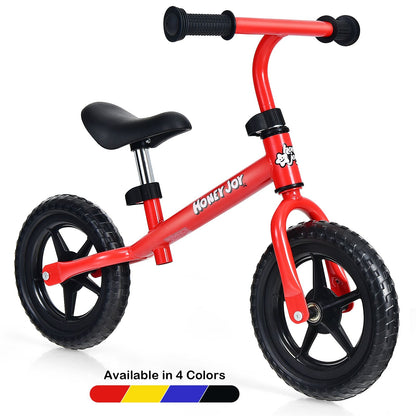 Kids No Pedal Balance Bike with Adjustable Handlebar and Seat, Red