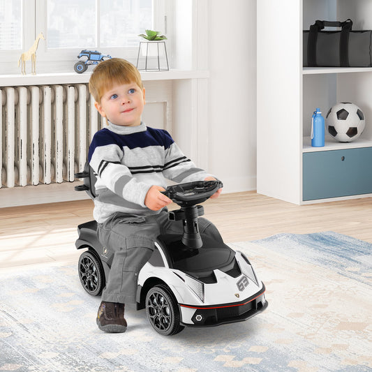 3-In-1 Ride On Push Car With Handle Guardrail, White Push & Pedal Ride On Toys White at Gallery Canada