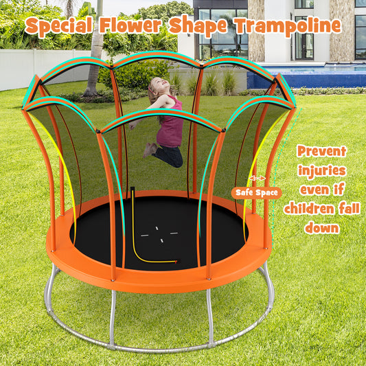 10 Feet Flower Shape Trampoline, Galvanized Steel Frame, Orange Trampolines Orange at Gallery Canada
