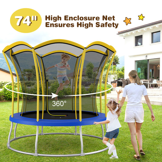 8 Feet Flower Shape Trampoline, Outdoor With Enclosure Net, Yellow Trampolines Yellow at Gallery Canada
