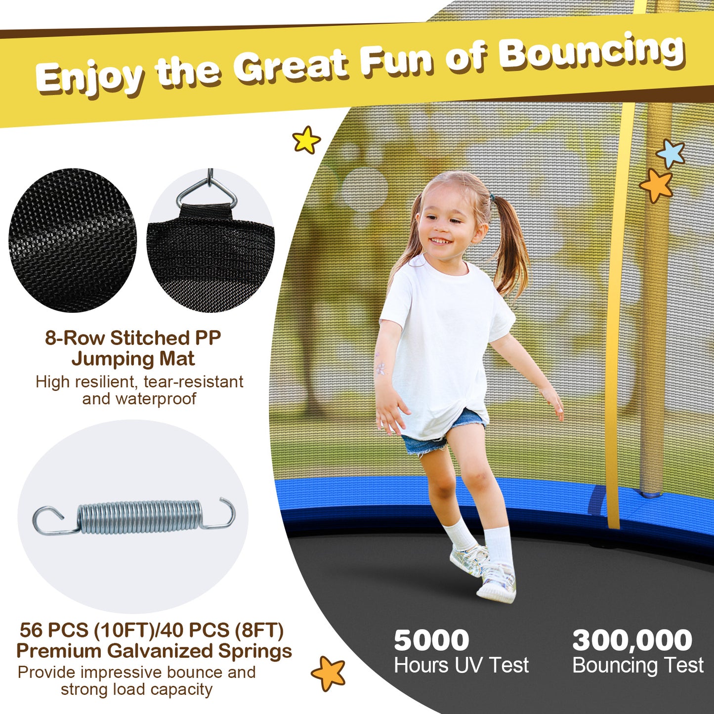 8 Feet Flower Shape Trampoline, Outdoor With Enclosure Net, Yellow Trampolines at Gallery Canada