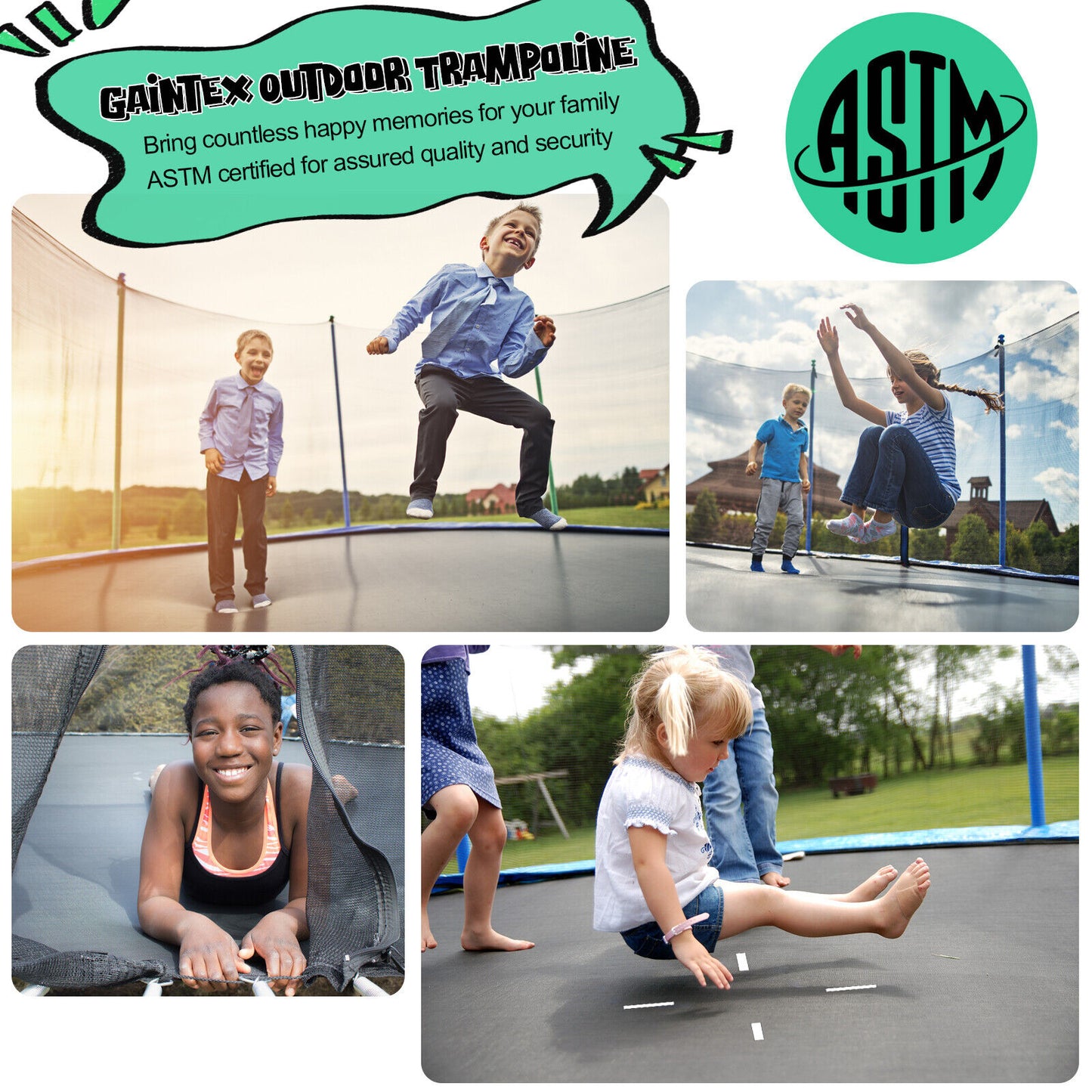15 Ft Outdoor Trampoline With Ladder, Enclosure Net, Black Trampolines at Gallery Canada