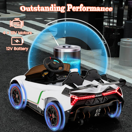 12V Kids Ride On Car, 4WD, 2.4G Remote Control, White Powered Ride On Toys White at Gallery Canada