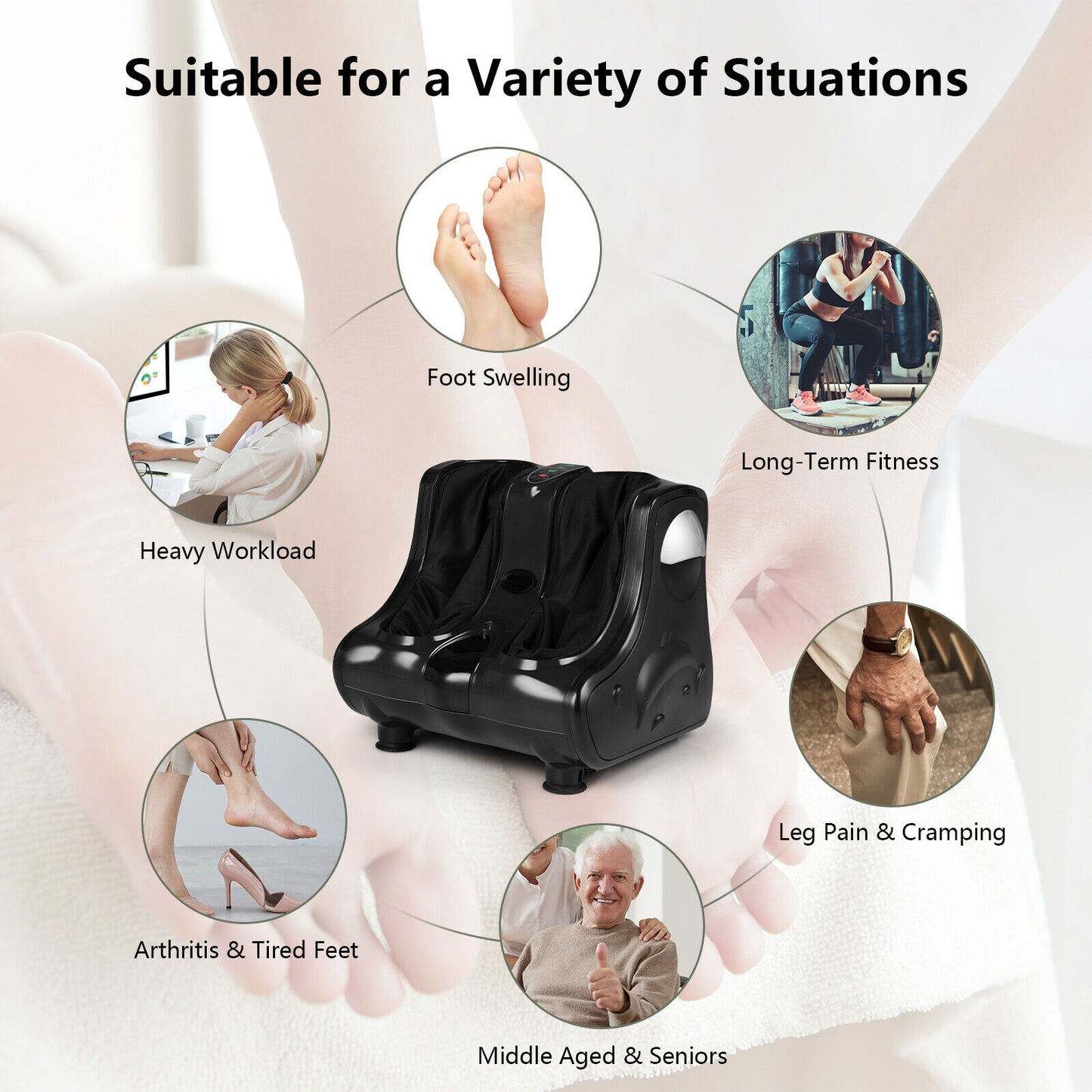 Foot and Calf Massager with Heat Vibration Deep Kneading and Shiatsu, Black Foot Massager at Gallery Canada